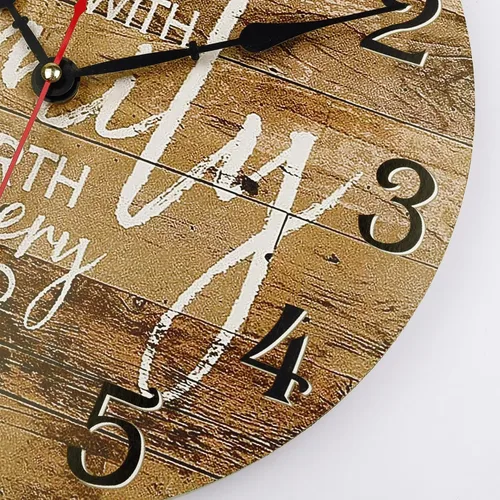 Vista 7 de Lafocuse Reloj de Pared Silencioso Marrón de 12 Pulgadas que Funciona con Pilas, Reloj de Pared Decorativo de Granja Familiar para Decoración