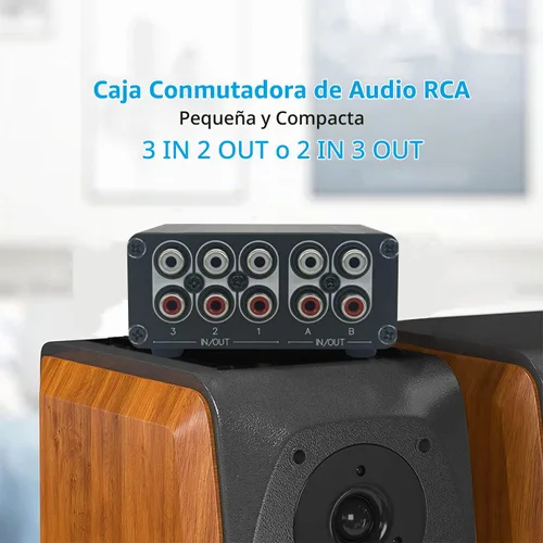 Vista 5 de 3 en 2 de salida RCA interruptor de audio estéreo selector divisor de la fuente de señal de entrada - RC32 Interruptor RCA 3-EN-2-OUT