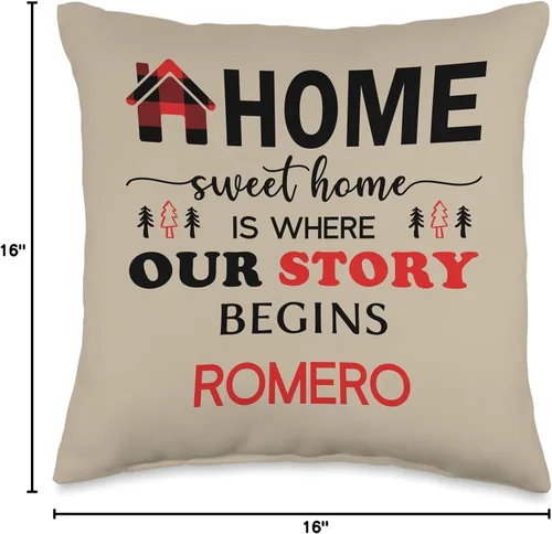 Vista 4 de Romero Family Name Gifts Buffalo Plaid Home Decor - Almohada de 16 x 16 pulgadas, multicolor