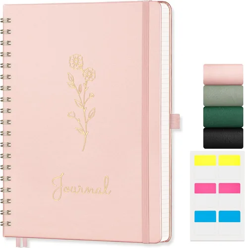 Vista 30 de EMSHOI Cuaderno de espiral con puntos, tapa dura de cuero, papel grueso de 3.53 oz/m², cuaderno de cuadrícula de puntos de 0.197 in para diario