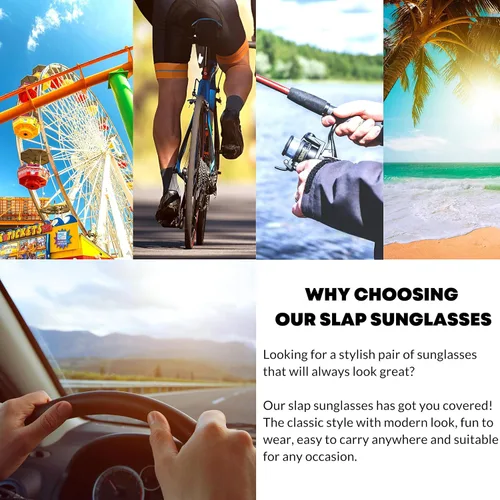 Vista 6 de PCShop888 - Gafas de sol plegables Negro diseño creativo con rollo y clip en pulsera para hombres mujeres y niños protección UV 400 Embalado en una
