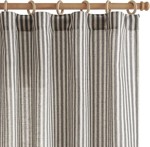 Vista 37 de jinchan Linen Blackout Curtains Back Tab 96 Inch 2 Panels Striped Blue Blue Stripe Lined