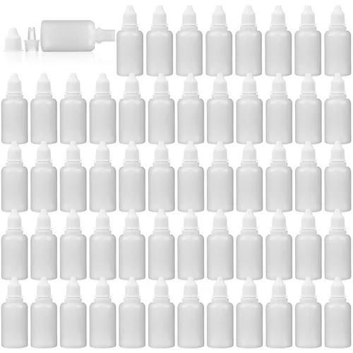 Vista 8 de Tioncy 100 botellas de plástico con cuentagotas de 1.0 fl oz, botellas de líquido exprimibles a granel con tapas a prueba de fugas, cuentagotas