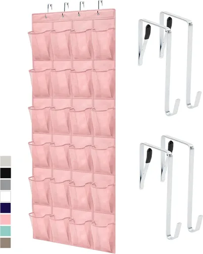 Vista 18 de Gorilla Grip - Zapatero para colgar en la puerta, 24 bolsillos de malla para sostener hasta 40 libras, organizador para parte trasera del armario