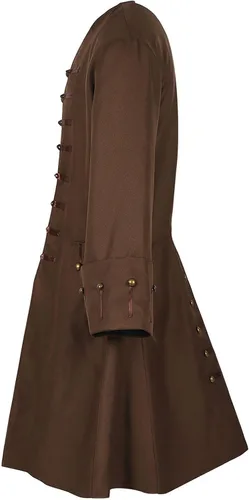 Vista 3 de Abrigo pirata para hombre, disfraz medieval steampunk vintage, abrigo de Halloween pirata cosplay