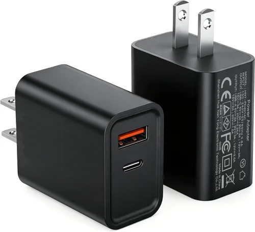 Vista 21 de [Paquete de 2] Adaptador de doble puerto de carga rápida USB C de 20 W Blanco