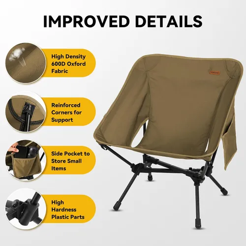Vista 5 de TOBTOS Silla de camping portátil, soporta hasta 330 libras, silla plegable ligera para campamento al aire libre, viajes, playa, picnic, senderismo