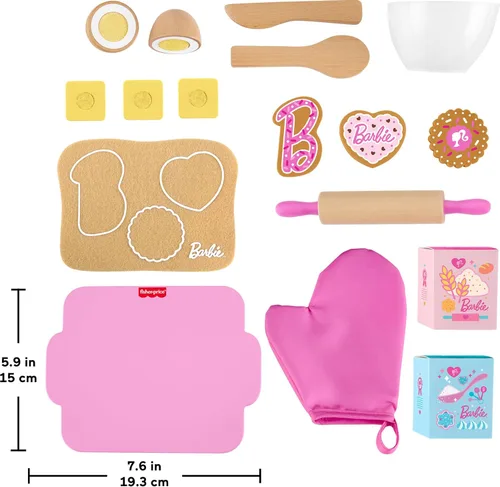 Vista 5 de Fisher-Price Juego de hornear galletas Barbie de madera