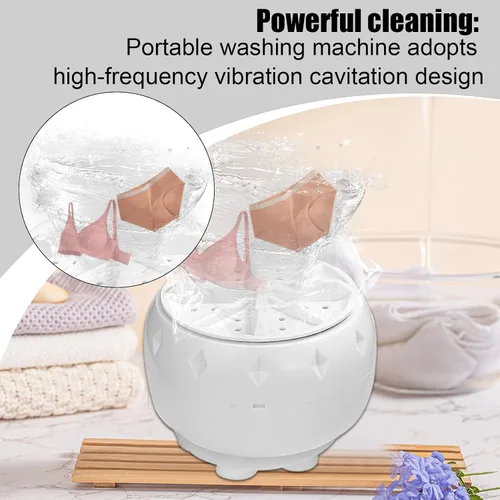 Vista 4 de Lavadora portátil – 3.9x2.8 in silencioso turbina eléctrica Mini lavadora adaptador Dispositivo de limpieza ultrasónica alimentado por USB