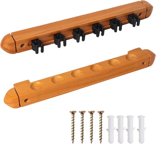 Vista 11 de GSE 2-Piece Wooden Wall Mounted Billiard Pool Cue Rack Holds 6/8/12 Cues Several Colors Available, Pool Stick Holder Only, Space-Saving, Billiard