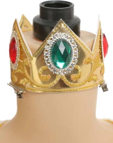 Vista 5 de miccostumes Disfraz de princesa para niñas, vestido de tul de encaje de microfibra transpirable Delux con corona de joyería dimensional