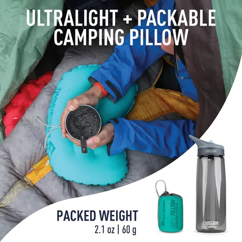 Vista 2 de Sea to Summit Aeros - Almohada inflable ultraligera para acampar y viajar, regular (14.2 x 10.2), espuma marina Ultralight inflatable camping