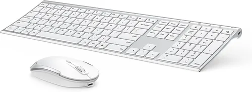 Vista 9 de Teclado y mouse inalámbricos, Vssoplor 2.4GHz recargables, combo compacto silencioso de tamaño completo con receptor Nano USB para Windows, laptop