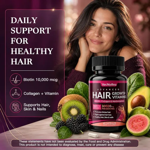 Vista 2 de Advanced Hair Growth Vitamins Supplement for Women, Biotin 10000 mcg