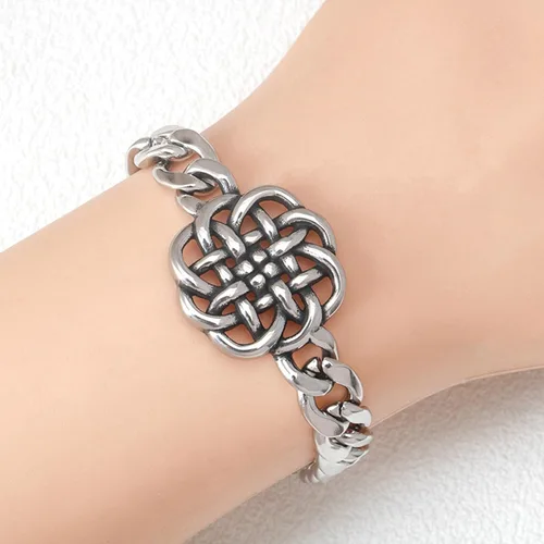 Vista 2 de Pulseras, pulsera de cadena de nudo de bruja vintage de moda, pulsera única de nudo de bruja en acero inoxidable de larga duración para los amantes