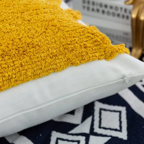 Vista 5 de Funda de almohada tejida con sol amarillo dorado, estilo bohemio étnico, acogedora funda de cojín para dormitorio, sala de estar, sofá, regalo