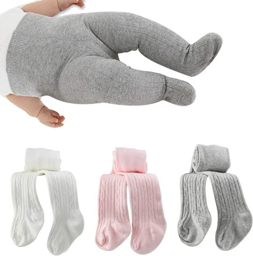Vista 2 de Mallas de algodón de punto trenzado sin costuras para bebés y niñas pequeñas