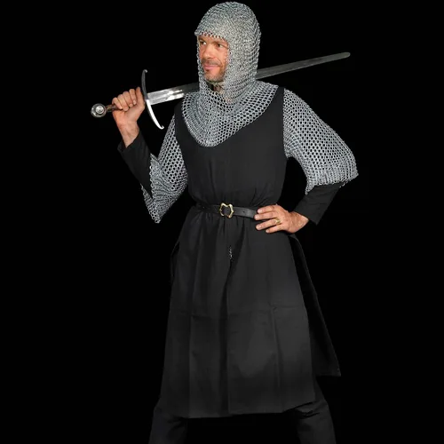 Vista 4 de Mythrojan Chainmail Coif Medieval Knight Renaissance Armor Chain Mail Hood Viking LARP calibre 16