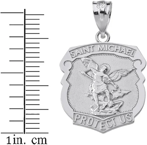 Vista 2 de 925de plata de ley Saint Michael proteger Nosotros medalla colgante en forma de escudo