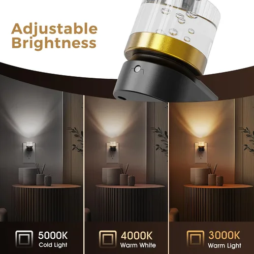 Vista 5 de L LOHAS LED - Luces nocturnas enchufables en la pared, temperatura de color ajustable 3000K/4000K/5000K, luz nocturna de burbujas con sensor