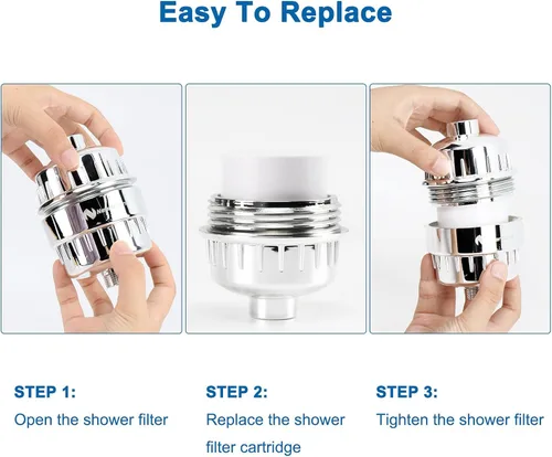 Vista 7 de NearMoon Cartucho de repuesto universal de 15 etapas de alto rendimiento con VC, reduce el agua dura, impurezas de metales pesados, mejora la piel