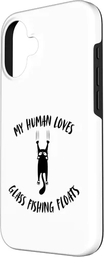 Vista 2 de iPhone 16 My Human Loves Glass Fishing Floats - Cat Parent Hobby Lover Case