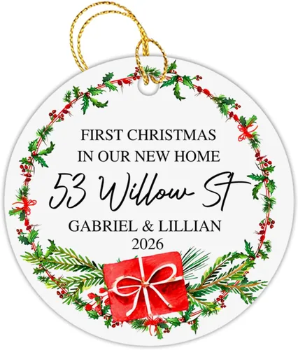 Vista 9 de Adorno personalizado para la primera Navidad en nuestro nuevo hogar, adorno de primera Navidad en el nuevo hogar, regalo de decoración