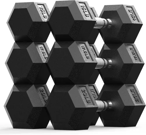 Vista 23 de Dumbbell Set 45-550lb, Rubber Encased, Strength Training Home Gym PAPABABE Complete & Durable Cast Iron Core Odorless PVC Antiroll Hex