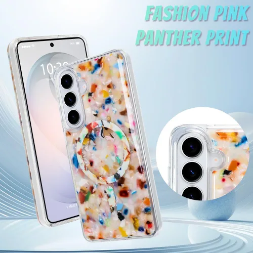 Vista 171 de Bonoma - Funda compatible con Samsung Galaxy S21 Plus, diseño de corazón con purpurina, color rosa Support for MagSafe, Plating Magnetic Case TPU