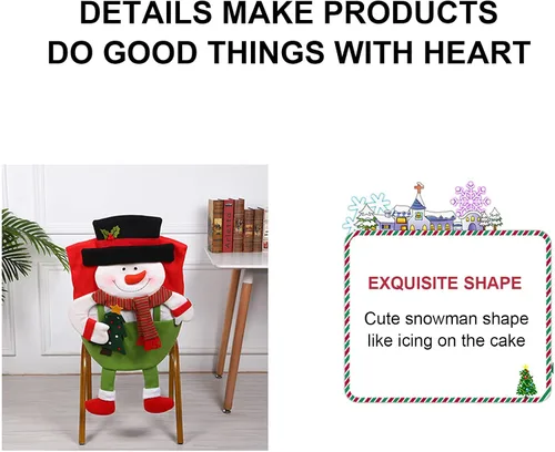 Vista 7 de Fundas para sillas de Navidad, fundas de respaldo de silla de Navidad para sillas de comedor, fundas de elfo de Navidad, decoración para casa