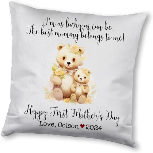 Vista 8 de Mother's Day Bear, First Mother's Day Custom Pillowcase, Personalized Mother's Day Pillowcase, Gift for Mom, Home Decor