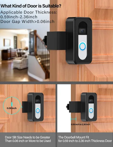 Vista 3 de Soporte de timbre de video antirrobo, soporte de timbre para la mayoría de modelos, soporte de montaje sin taladro, accesorios para casas