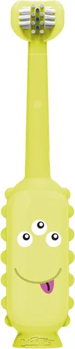Vista 2 de Dr. Brown's ToothScrubber Cepillo de dientes para niños pequeños, cepillo de dientes de entrenamiento de triple cara con base de ventosa, monstruo