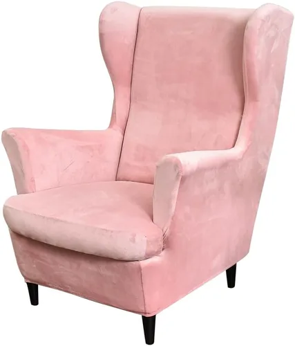 Vista 17 de Fundas elásticas para silla de ala, 2 piezas, fundas elásticas de terciopelo suave con parte inferior elástica para sala de estar y dormitorio Beige