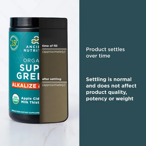 Vista 6 de Ancient Nutrition Supergreens Alkalize & Detox - Polvo de superalimento orgánico hecho de frutas reales, verduras y hierbas, para apoyo digestivo