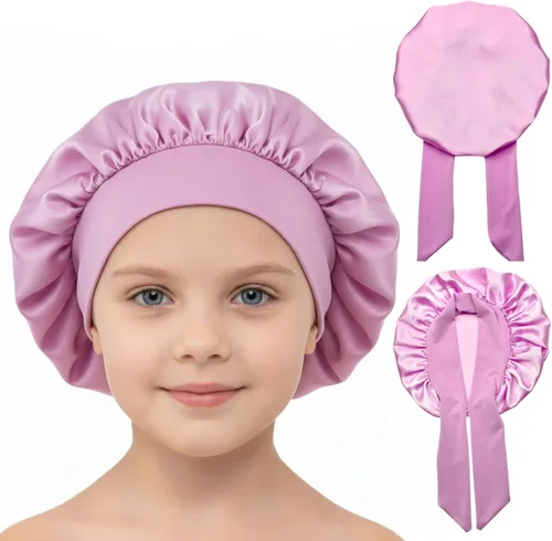 Vista 16 de Gorros de satén para niñas para niñas, gorro de satén para dormir, gorro de noche de seda