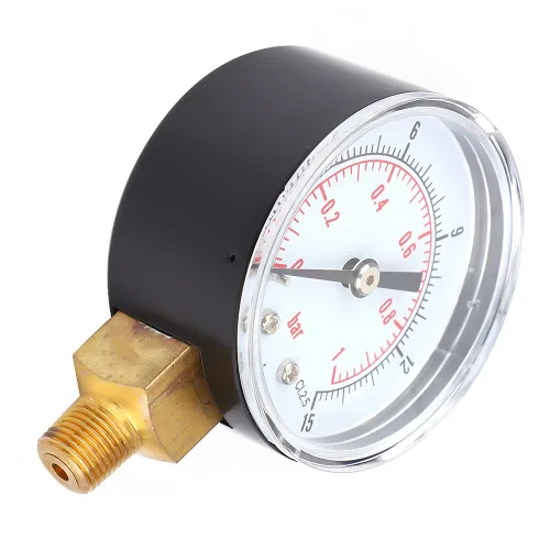 Vista 3 de Psi Presión Baja Presión 1/4 Npt Manómetro, Presión 1.969 in Dial 1/8 BSPT Conexión inferior para aire, agua, aceite, gas 0-15psi (0-15psi 0-1bar)