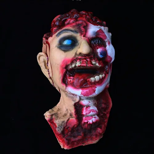 Vista 4 de Decoraciones colgantes de cabeza dividida para Halloween, cuerpo sangriento aterrador, cuerpo sangriento, tamaño real, real, accesorios de colgante