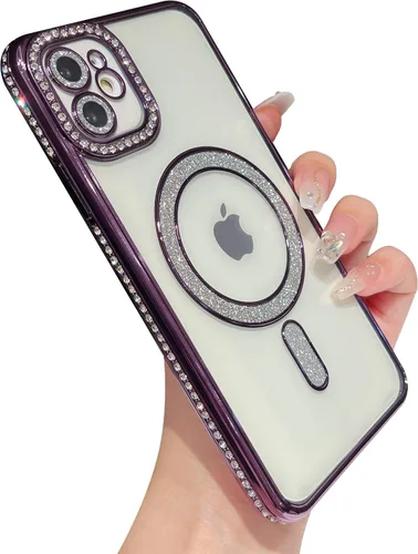 Vista 7 de Caseative - Carcasa para iPhone 11, color negro Brillo brillante magnético transparente compatible con carga inalámbrica MagSafe