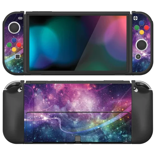 Vista 20 de PlayVital ZealProtect - Funda protectora suave para Nintendo Switch OLED, protector flexible Joycon Grip Cover para Nintendo Switch OLED con tapas