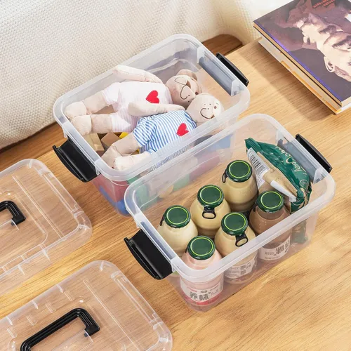 Vista 6 de Cetomo Paquete de 12 cajas de almacenamiento de 6 pulgadas de largo x 12 unidades, con tapas y asa para organización del hogar, dormitorio, oficina