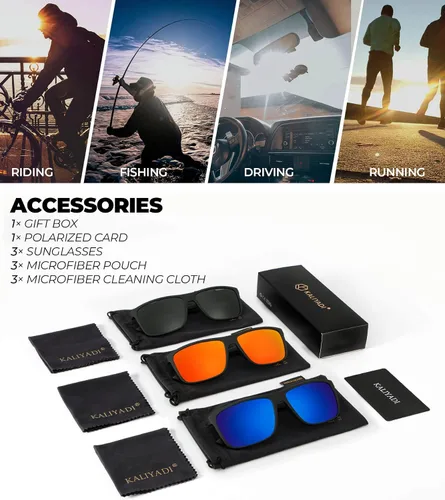 Vista 7 de KALIYADI Lentes de sol polarizados para hombres y mujeres, lentes de sol polarizados con protección UV para conducir, pescar y jugar golf