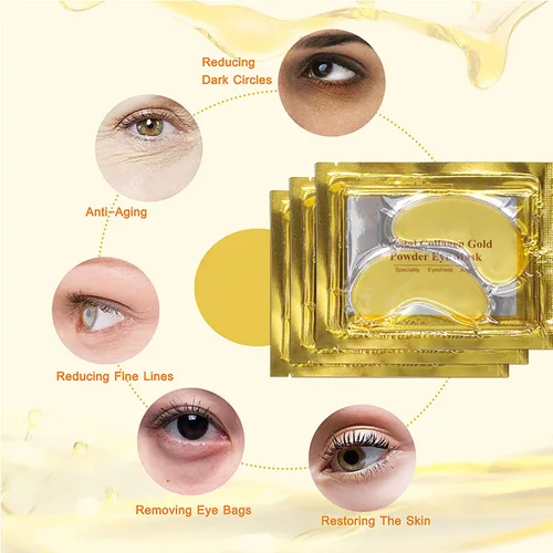 Vista 3 de Máscara de ojos de oro de 24 quilates, 25 pares de máscaras para ojos hinchados y ojeras, parches debajo de los ojos para hidratación profunda