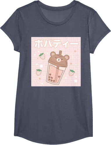 Vista 17 de Camiseta estética Kawaii con diseño de oso lindo y té con leche burbuja, talla S Blanco