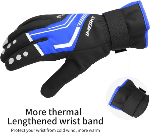 Vista 7 de INBIKE Guantes de ciclismo para hombres invierno a prueba de viento reflexivo almohadillas de gel térmico pantalla táctil