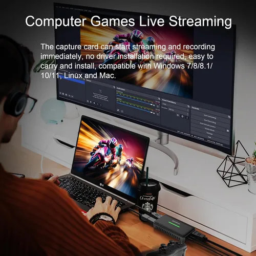 Vista 2 de Tarjeta de captura de video HDMI 4K Transmisión y grabación en 4K 30Hz y 1080 60Hz con latencia ultra baja en PS5, PS4/Pro, Xbox Series X/S, en OBS