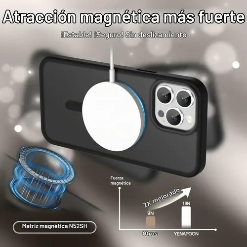 Vista 2 de YENAPOON Funda magnética mate para iPhone 13 Pro, color negro