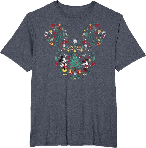 Vista 26 de Disney Mickey y Minnie Mashup Navideño Camiseta de Manga Corta Negro