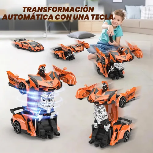 Vista 2 de Carro de Control Remoto que se Transforma en Robot, Juguetes de Carro RC, Deformación de Un Botón y Rotación de 360° con Derrape, Juguetes