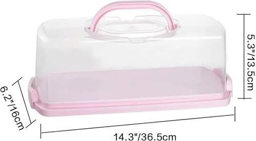 Vista 2 de Panera rectangular de plástico con mango portátil, caja de almacenamiento para pasteles de pan para almacenar pan de plátano, pan de calabaza